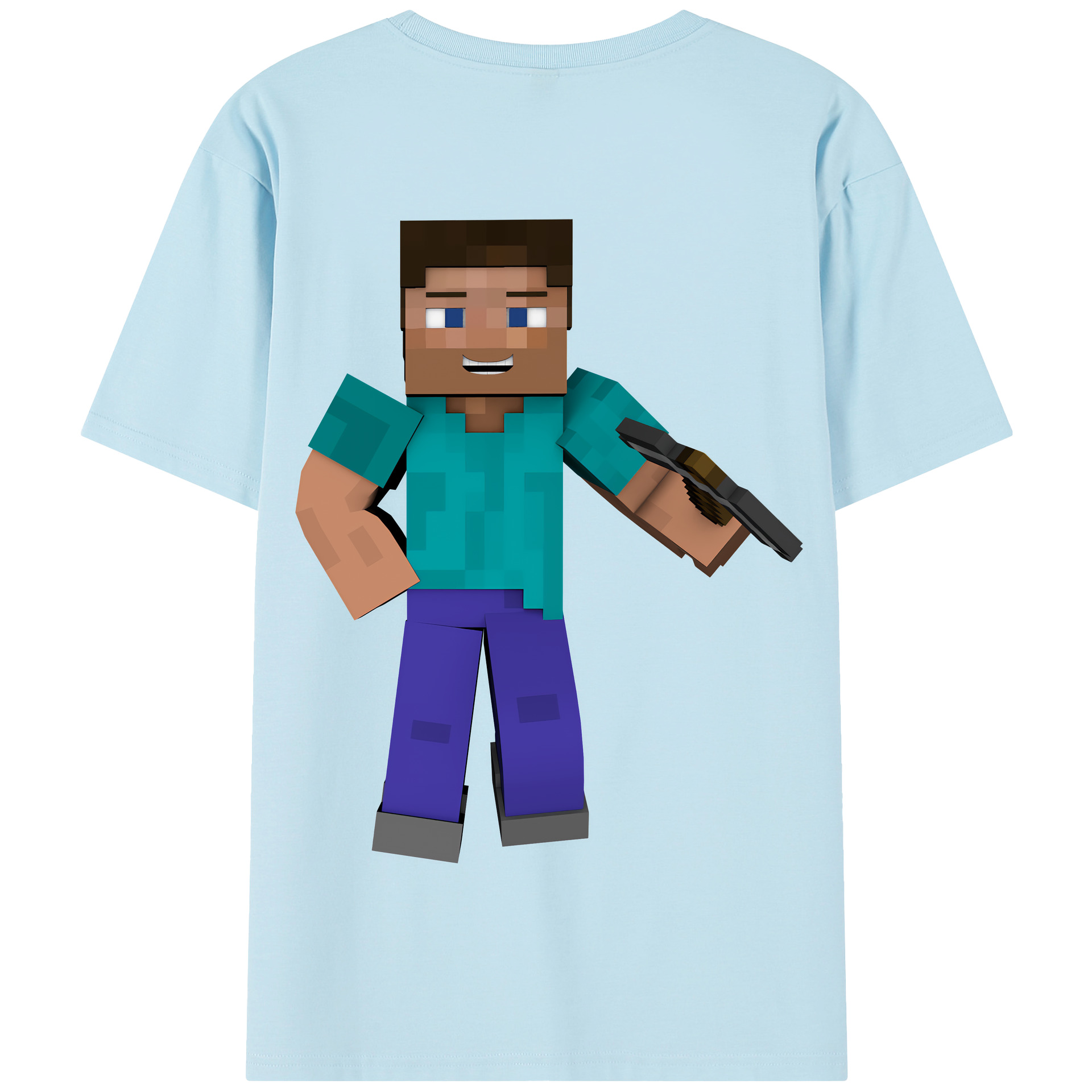 （画像用） マインクラフト ブロックの世界 Minecraft MC Block world 綿100％半袖Tシャツ（背面プリント）